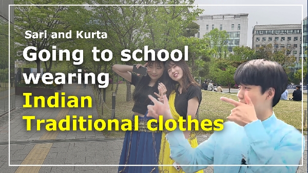 Going to school wearing Indian traditional clothes 대표이미지