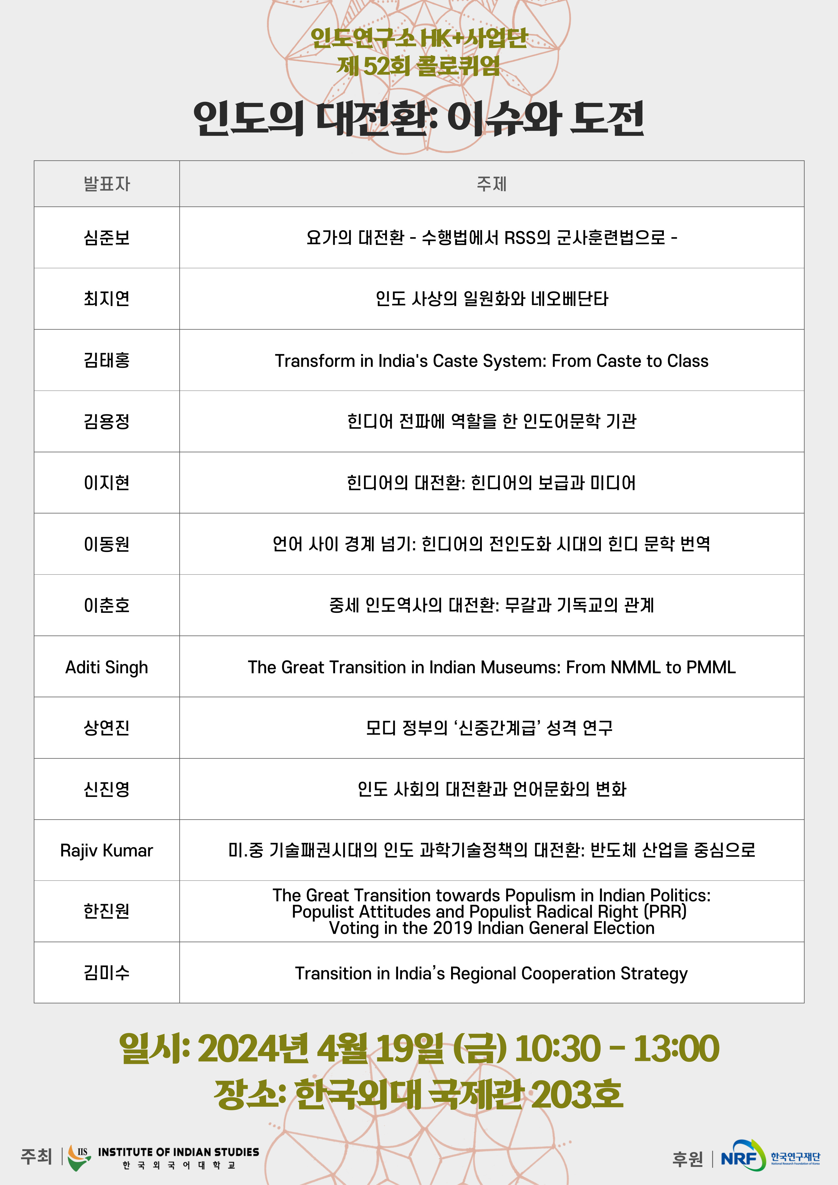 The 52nd Colloquium 대표이미지